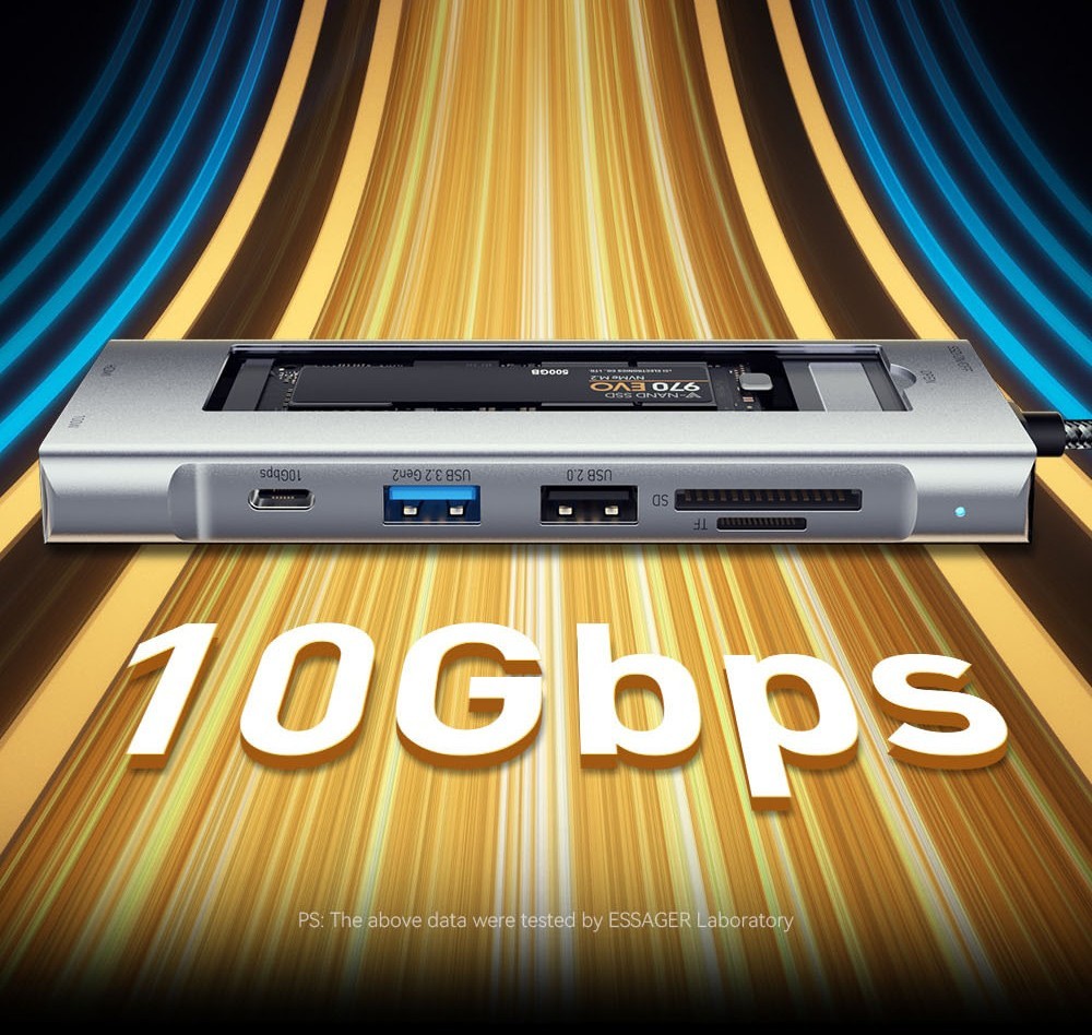 Hub USB Essager 8en1 avec stockage SSD pour MacBook Pro, MacBook Air