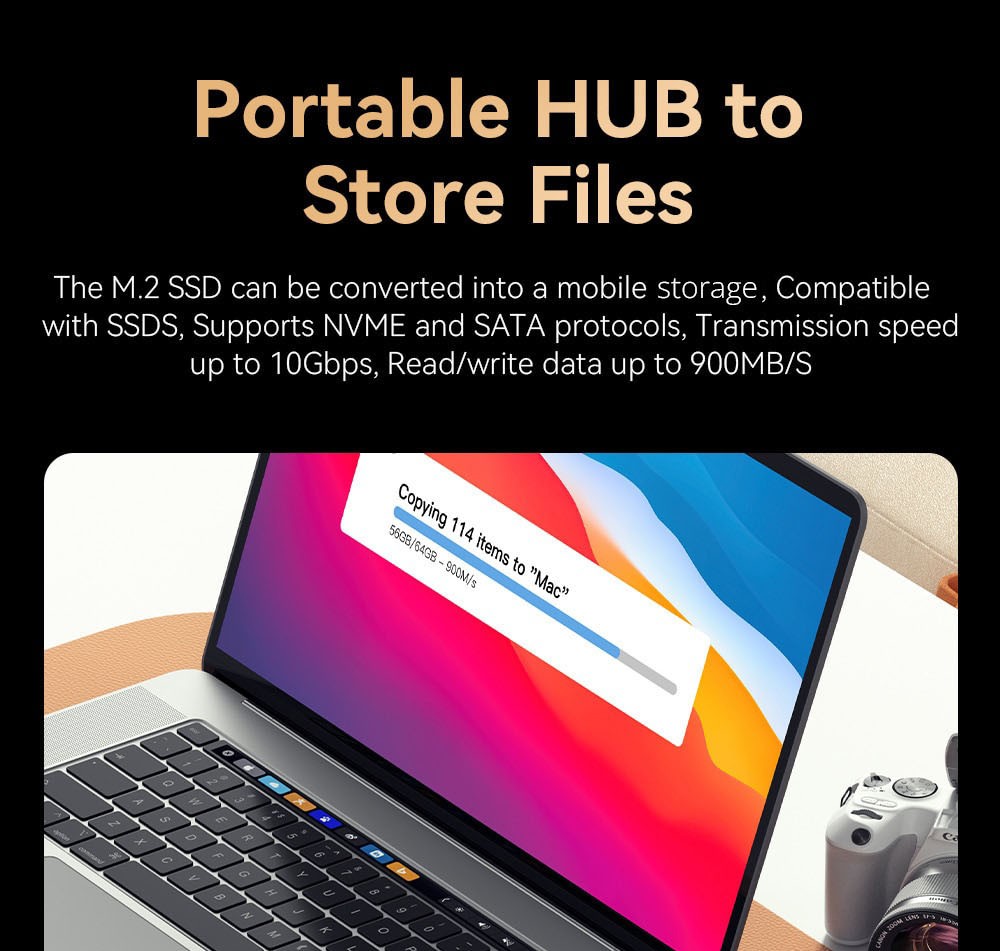 Essager 8in1 USB Hub With SSD Storage for MacBook Pro, MacBook Air