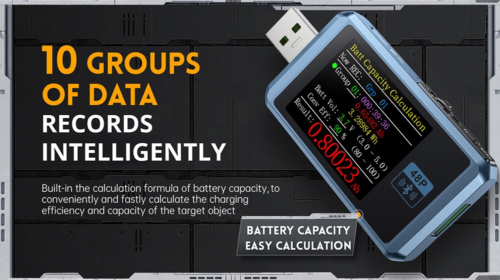 FNIRSI FNB48P USB Voltage Current Tester with Bluetooth, Fast Charge Detection, 4-24V Voltage, 6.5A High Current, 4 Function Curves, 5 Ports, Multiple Protocol Triggers, 1.77-inch TFT LCD Display