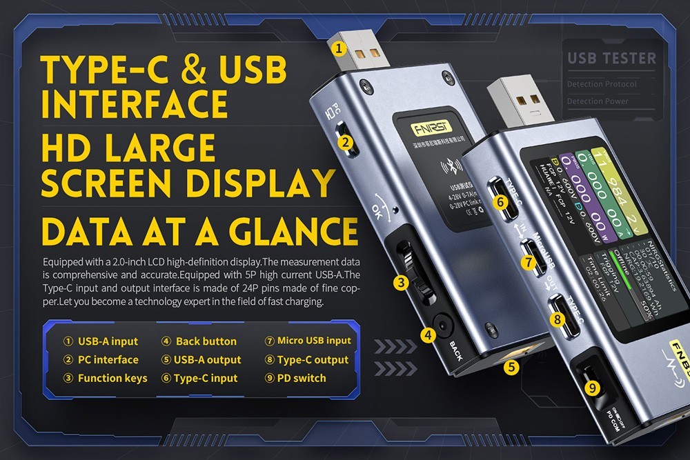 Fnirsi Fnb Usb Voltage Current Tester With Bluetooth