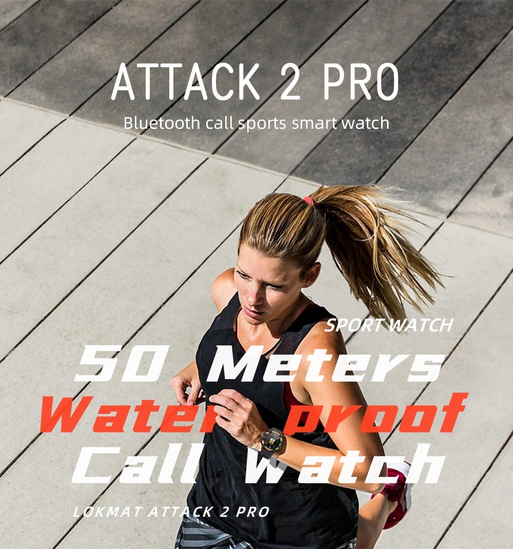 LOKMAT ATTACK 2 Pro Smartwatch 1.39'' TFT LCD Screen Bluetooth 5.2 IP68 Waterproof Heart Rate & Blood Pressure Monitor, Fitness Tracker - Gold
