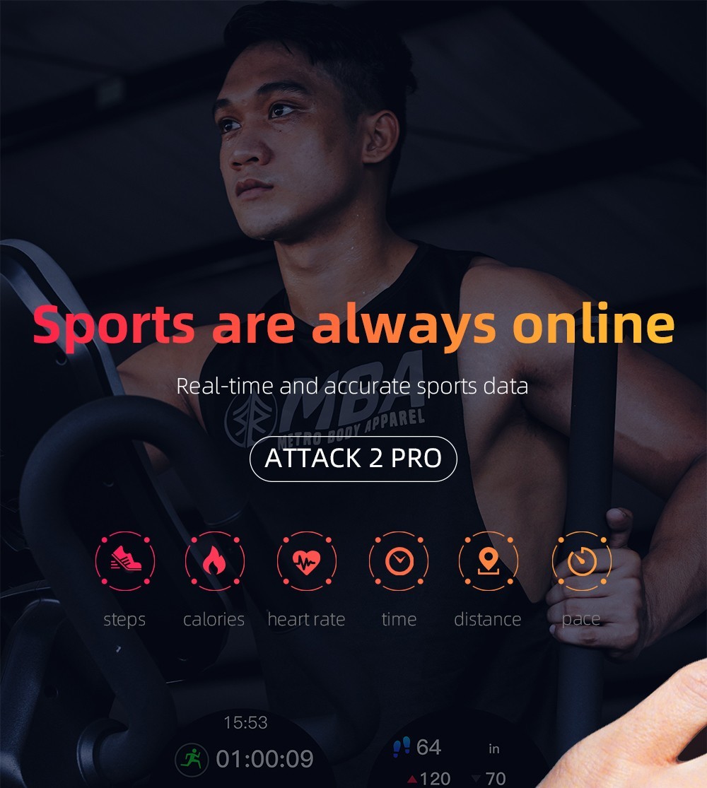 LOKMAT ATTACK 2 Pro Smartwatch 1.39'' TFT LCD Screen Bluetooth 5.2 IP68 Waterproof Heart Rate & Blood Pressure Monitor, Fitness Tracker - Gold
