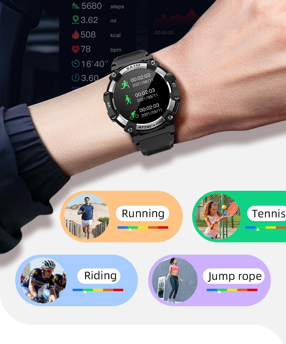 LOKMAT ATTACK 2 Pro Smartwatch 1.39'' TFT LCD Screen Bluetooth 5.2 IP68 Waterproof Heart Rate & Blood Pressure Monitor, Fitness Tracker - Gold