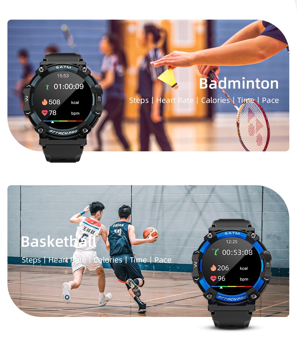 LOKMAT ATTACK 2 Pro Smartwatch 1.39'' TFT LCD Screen Bluetooth 5.2 IP68 Waterproof Heart Rate & Blood Pressure Monitor, Fitness Tracker - Gold