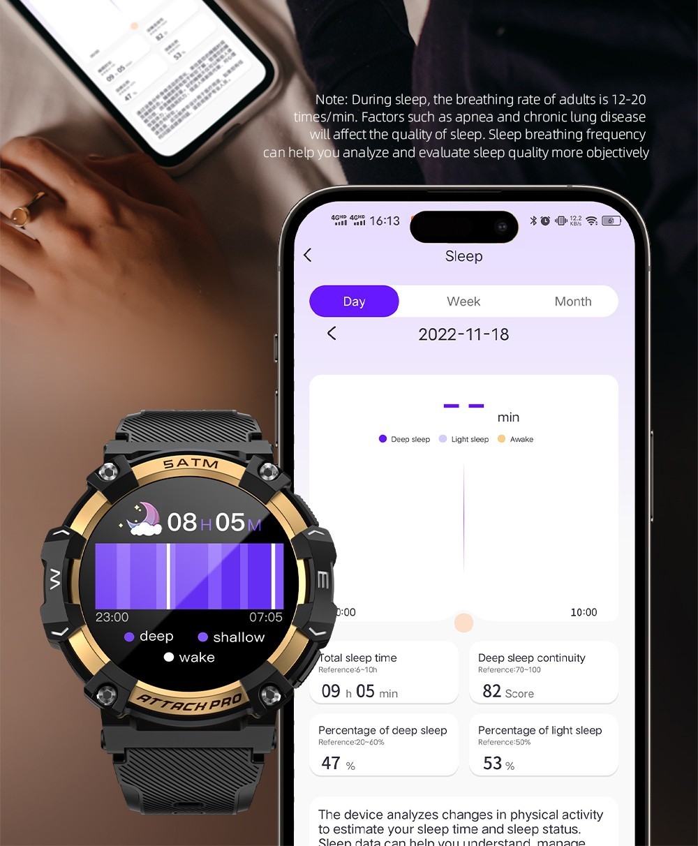 LOKMAT ATTACK 2 Pro Smartwatch 1.39'' TFT LCD Screen Bluetooth 5.2 IP68 Waterproof Heart Rate & Blood Pressure Monitor, Fitness Tracker - Gold