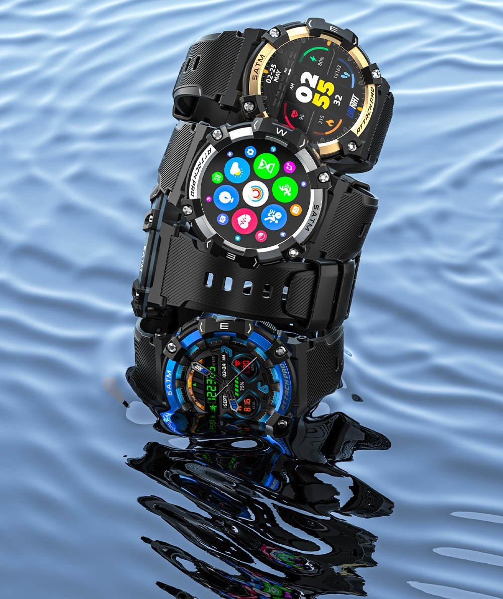 LOKMAT ATTACK 2 Pro Smartwatch 1.39'' TFT LCD Screen Bluetooth 5.2 IP68 Waterproof Heart Rate & Blood Pressure Monitor, Fitness Tracker - Gold