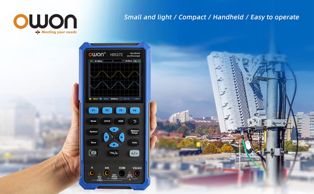 HDS242S OWON Oscilloscope Dual Channels With 1CH Signal Source 40MHz Bandwidth Portable 3 In 1 Multiple Functions Oscilloscope + Multimeter+ Signal Source