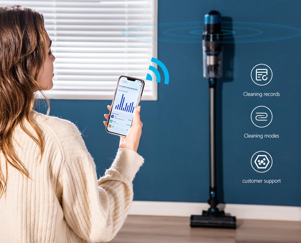 Proscenic P11 Smart Cordless Vacuum Cleaner, 30000Pa Suction, 650ml Dustbin, 4-Stage Filtration System, Up to 60Mins Runtime, LED Touch Screen, Smart App Display