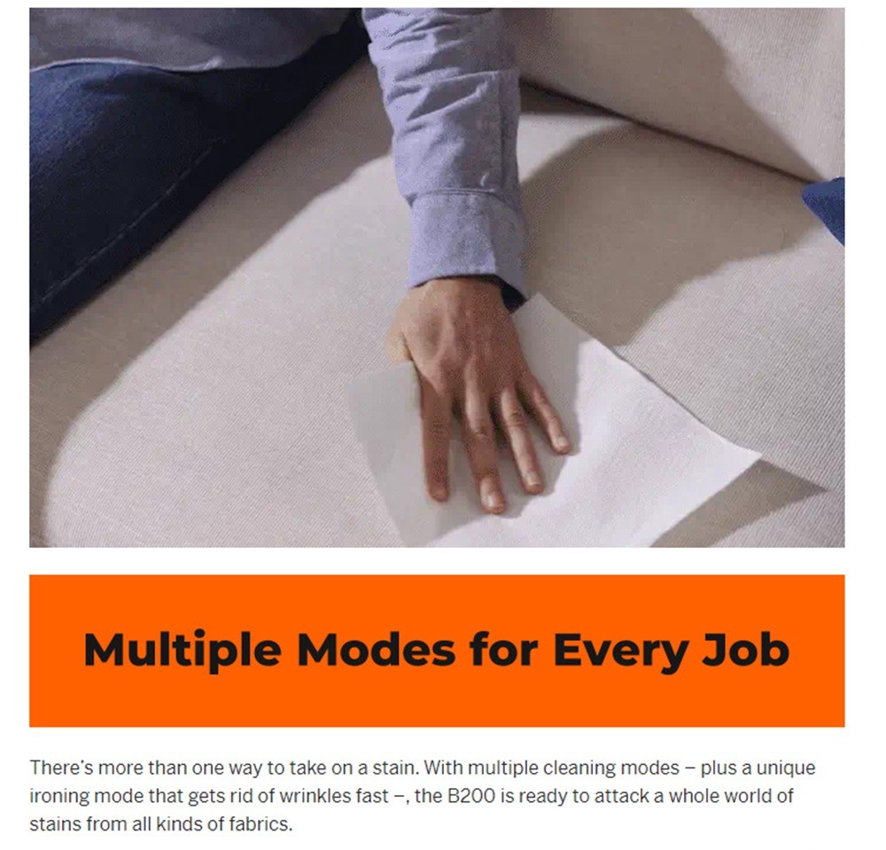 UWANT B200 Multifunctional Cloth Cleaning Machine Vacuum Spot Cleaner Integration Washing Machine 12000Pa Suction 1500ML Water Tank Self-Cleaning Low Noise for Carpet Sofa Curtain Mattress Upholstery - Grey