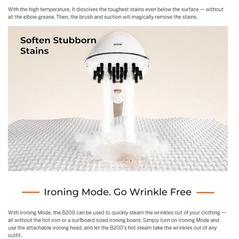 UWANT B200 Multifunctional Cloth Cleaning Machine Vacuum Spot Cleaner Integration Washing Machine 12000Pa Suction 1500ML Water Tank Self-Cleaning Low Noise for Carpet Sofa Curtain Mattress Upholstery - Grey