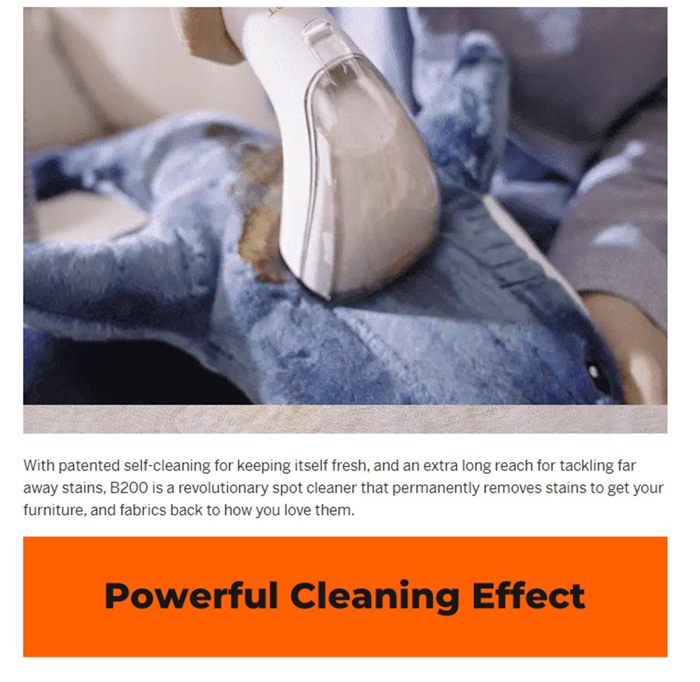 UWANT B200 Multifunctional Cloth Cleaning Machine Vacuum Spot Cleaner Integration Washing Machine 12000Pa Suction 1500ML Water Tank Self-Cleaning Low Noise for Carpet Sofa Curtain Mattress Upholstery - Grey