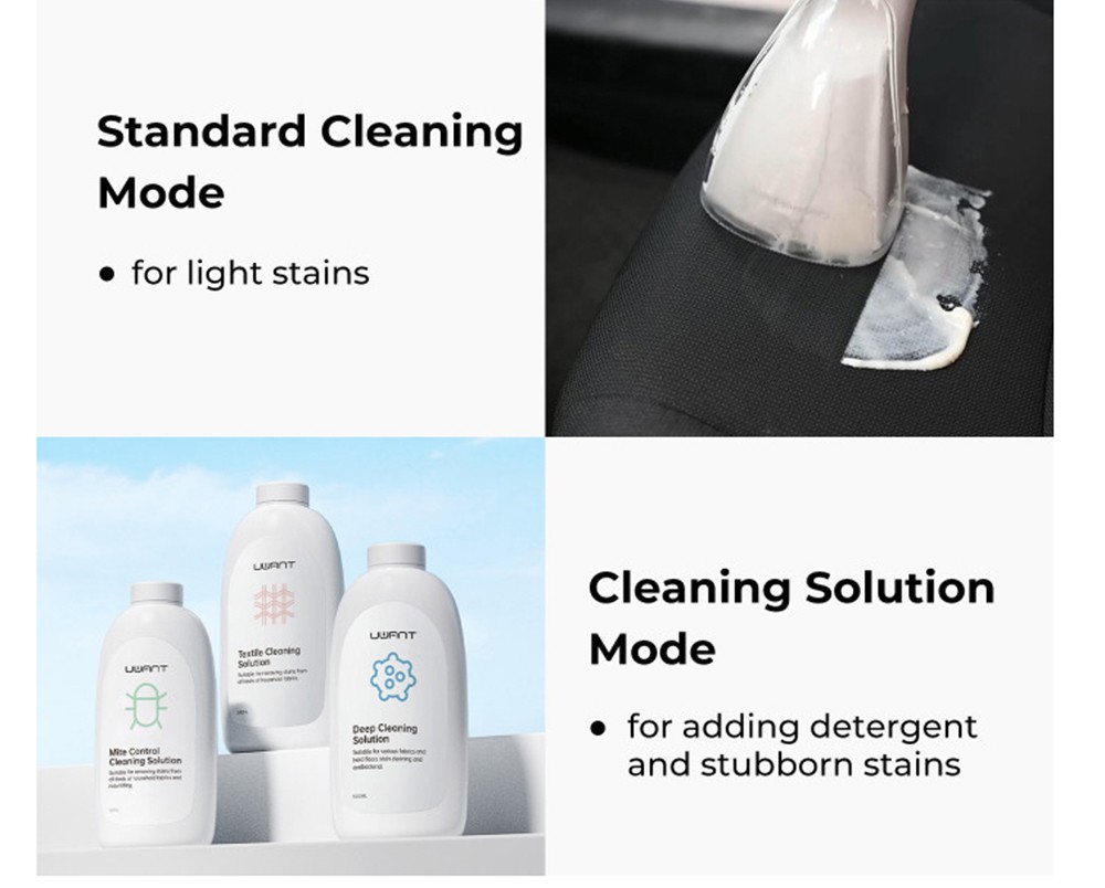 UWANT B200 Multifunctional Cloth Cleaning Machine Vacuum Spot Cleaner Integration Washing Machine 12000Pa Suction 1500ML Water Tank Self-Cleaning Low Noise for Carpet Sofa Curtain Mattress Upholstery - White