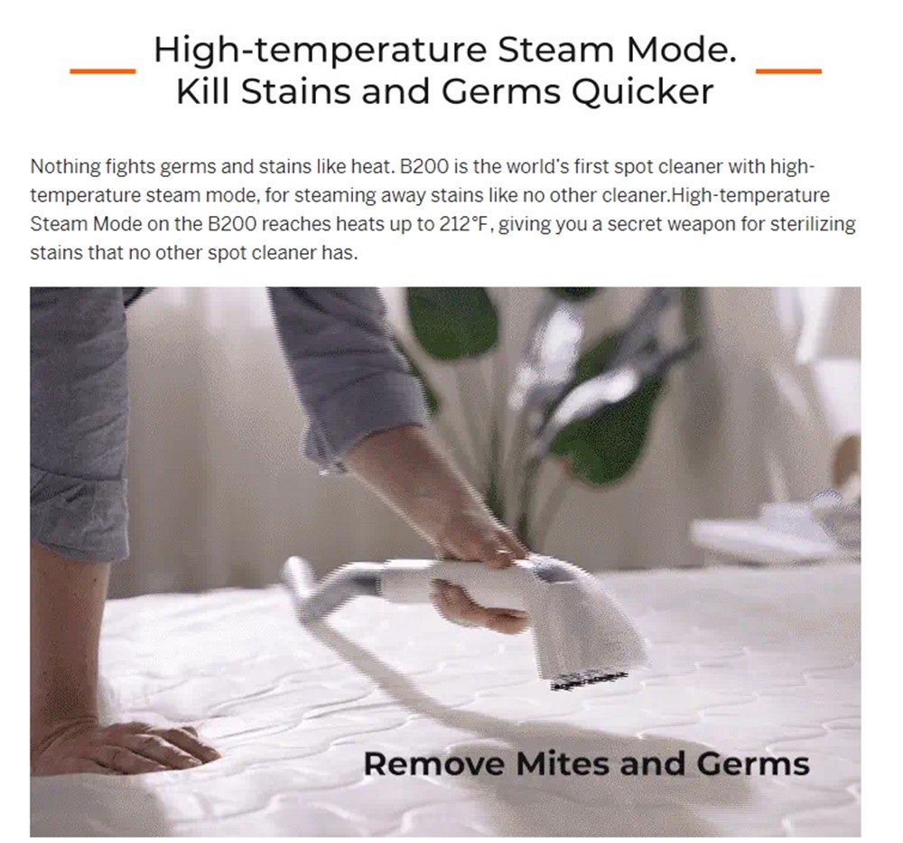 UWANT B200 Multifunctional Cloth Cleaning Machine Vacuum Spot Cleaner Integration Washing Machine 12000Pa Suction 1500ML Water Tank Self-Cleaning Low Noise for Carpet Sofa Curtain Mattress Upholstery - White