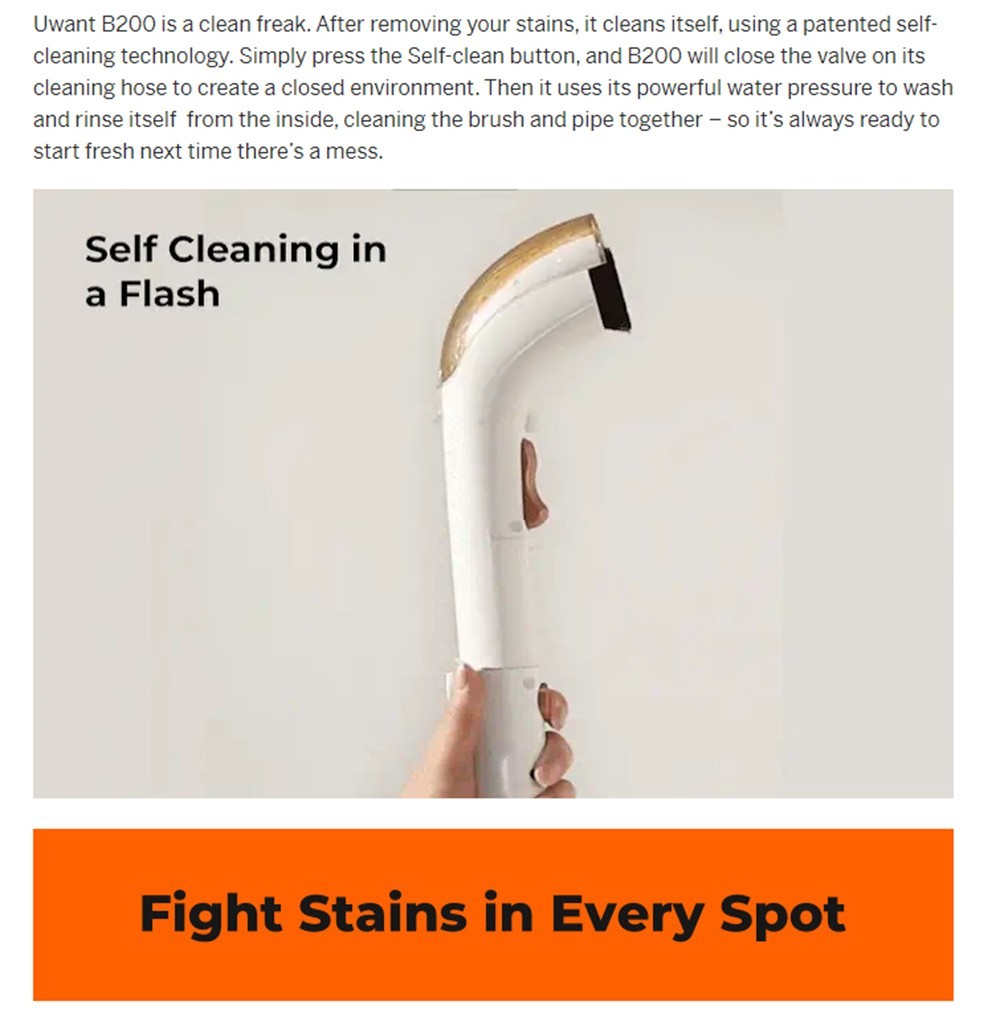 UWANT B200 Multifunctional Cloth Cleaning Machine Vacuum Spot Cleaner Integration Washing Machine 12000Pa Suction 1500ML Water Tank Self-Cleaning Low Noise for Carpet Sofa Curtain Mattress Upholstery - White