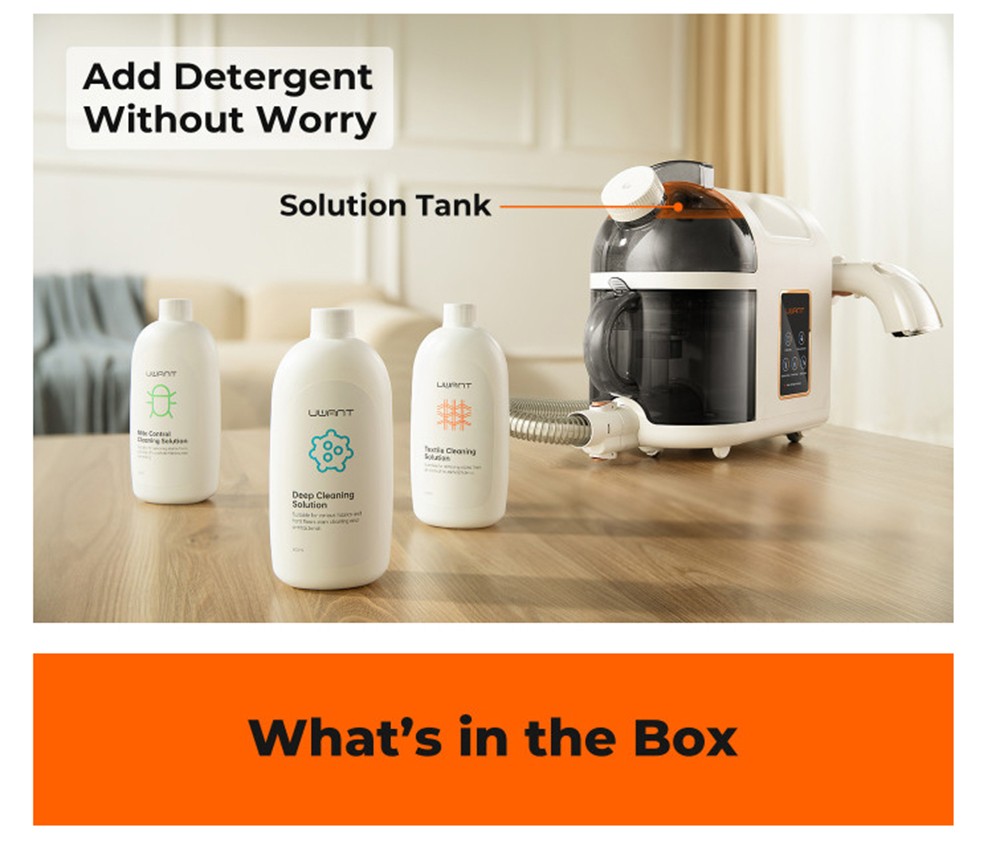 UWANT B200 Multifunctional Cloth Cleaning Machine Vacuum Spot Cleaner Integration Washing Machine 12000Pa Suction 1500ML Water Tank Self-Cleaning Low Noise for Carpet Sofa Curtain Mattress Upholstery - White