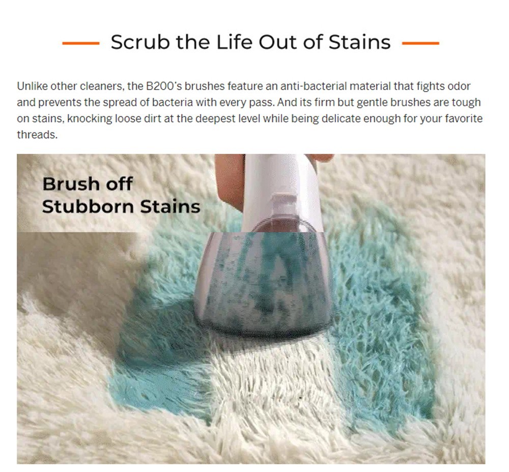 UWANT B200 Multifunctional Cloth Cleaning Machine Vacuum Spot Cleaner Integration Washing Machine 12000Pa Suction 1500ML Water Tank Self-Cleaning Low Noise for Carpet Sofa Curtain Mattress Upholstery - White