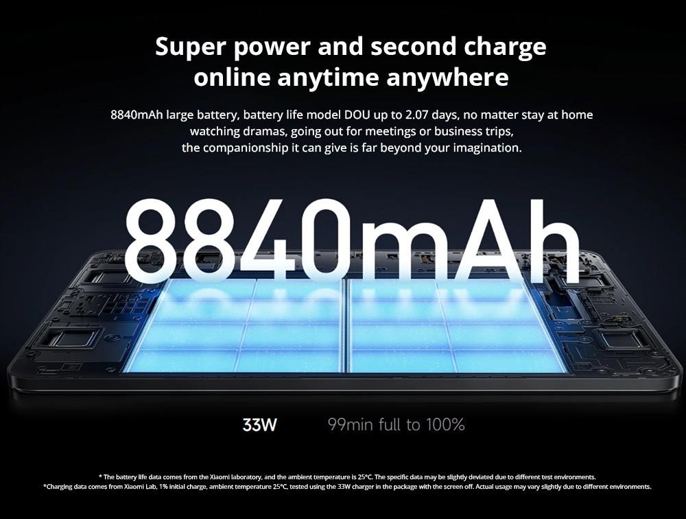 Xiaomi Pad 6 CN Version Snapdragon 870 Processor, Android 13, 8GB RAM 128GB ROM, 13MP Rear Camera 8MP Front Camera Dual-band WiFi - Blue