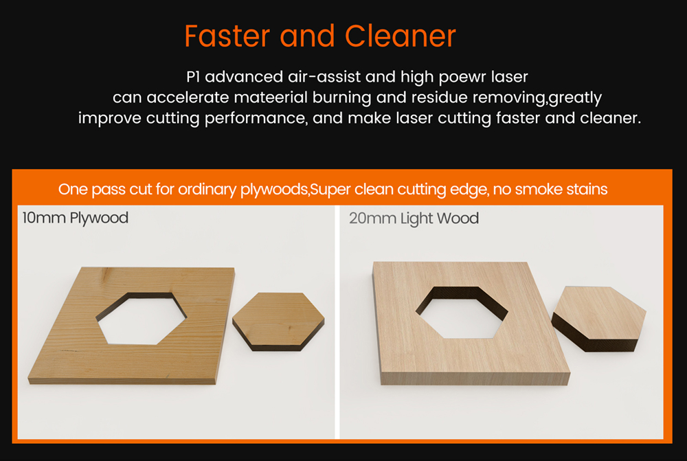 ACMER P1 10W Laser Engraver Cutter, 0.05*0.06mm Spot, 10000mm/min Engraving Speed, Offline Engraving, 32-bit Motherboard, 400x410mm