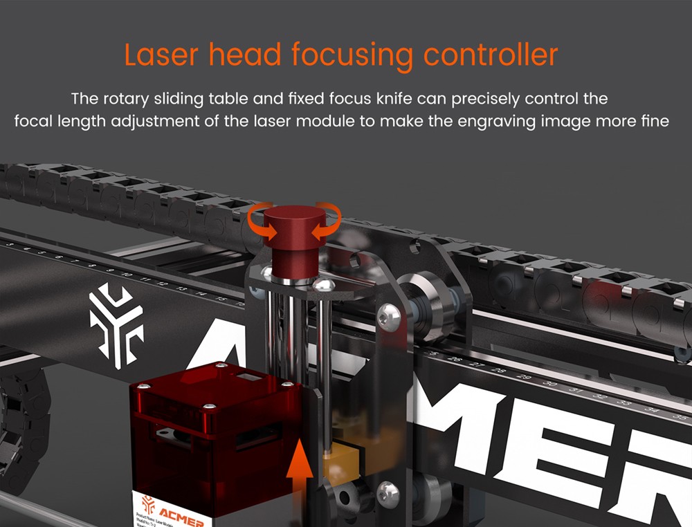 ACMER P1 10W laserová gravírovacia fréza, 0.05*0.06 mm bod, rýchlosť gravírovania 10000 mm/min, gravírovanie offline, 32-bitová základná doska, 400x410 mm