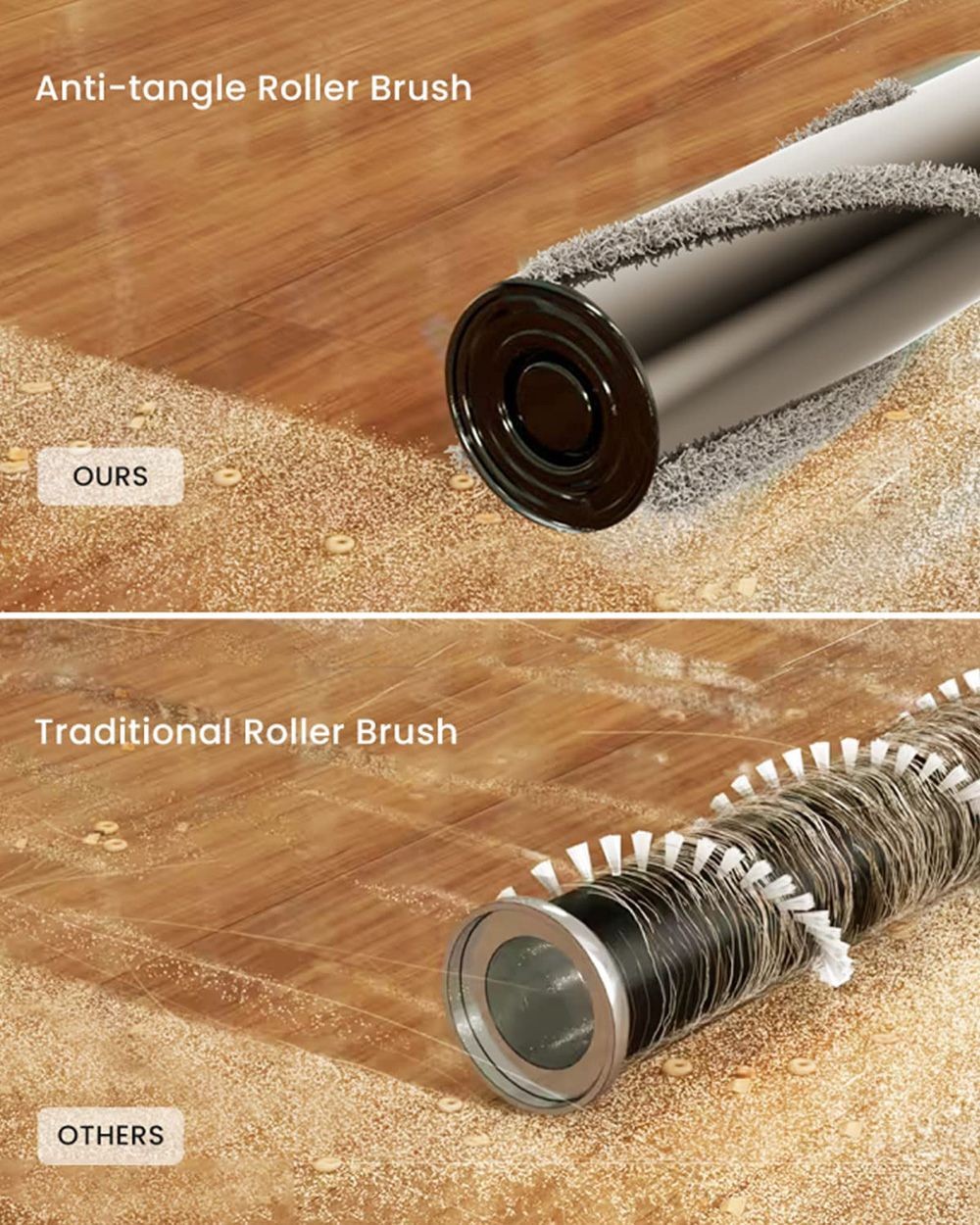 2pcs Replacement V-Shaped Roller Brushes for Proscenic P12/P13 Cordless Vacuum Cleaner