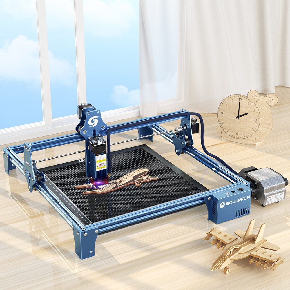 SCULPFUN S9 / S10 Air Assist Nozzle Kit + US Air Pump 110V 30L/min, Full Metal Structure