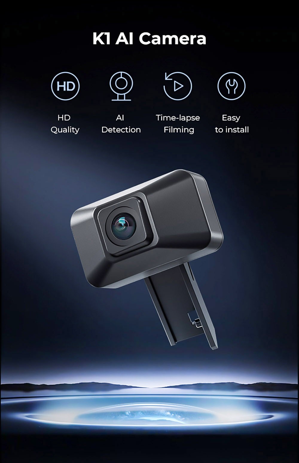 Kamera Creality K1 AI, HD kvalita, detekcia AI, časozberné snímanie