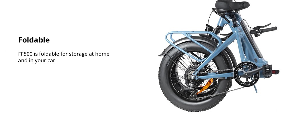 DYU FF500 Foldable Electric Bike 20 Inch Fat Tire 500W Motor 32Km/h Max Speed 48V 14Ah LG Battery 70KM Range 150KG Load Front & Rear Disc Brakes Shimano 7-Speed Gear