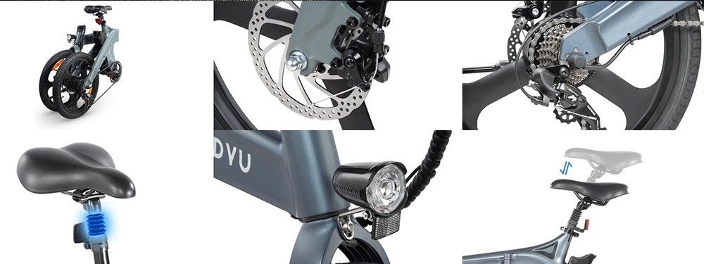 DYU T1 Elektrobicykel 20-palcový Senzor krútiaceho momentu 36V 250W Motor 25Km/h Maximálna rýchlosť 10Ah Odnímateľná batéria Predné a zadné mechanické kotúčové brzdy Shimano 7-stupňová prevodovka - zelená