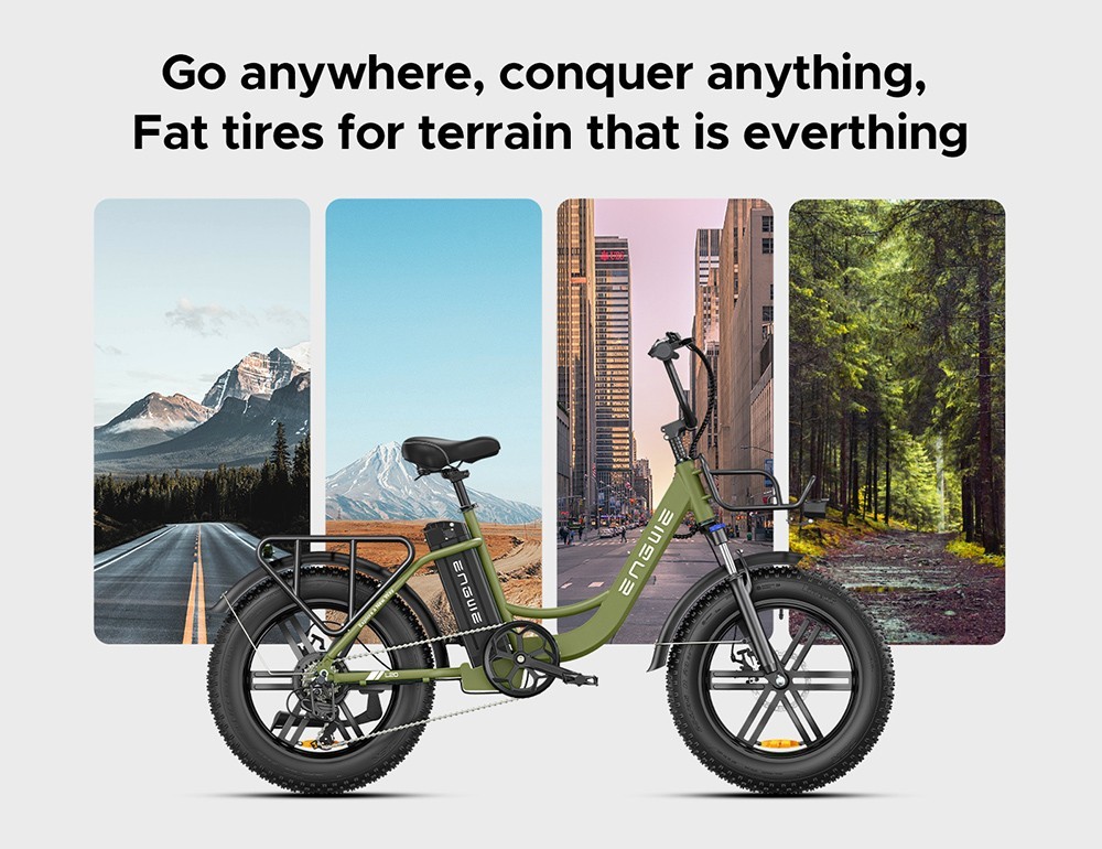 ENGWE L20 Electric Bike 20*4.0 inch Fat Tire 250W Motor 25km/h Max. rýchlosť 48V 13Ah Batéria 140km Dojazd Max. zaťaženie 120kg Shimano 7-stupňová prevodovka - čierna