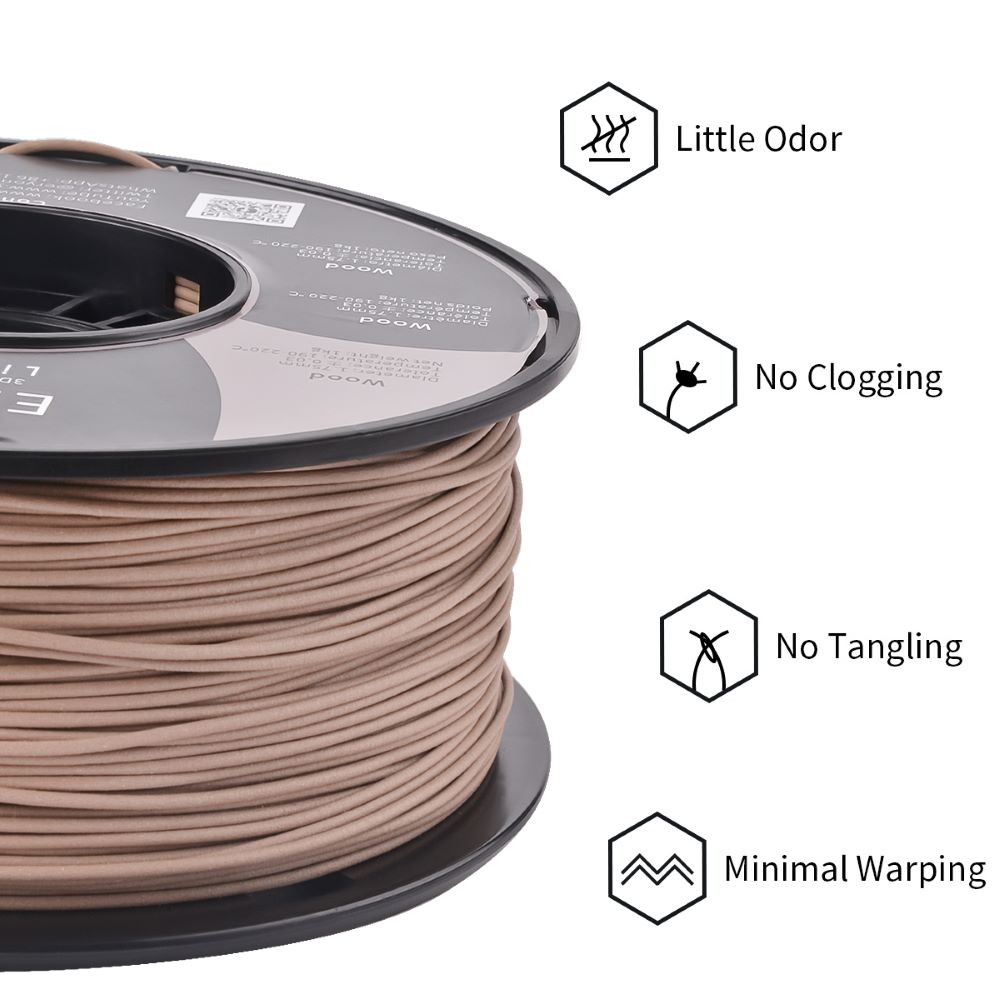 ERYONE 1.75mm Wood PLA 3D Printing Filament 1kg