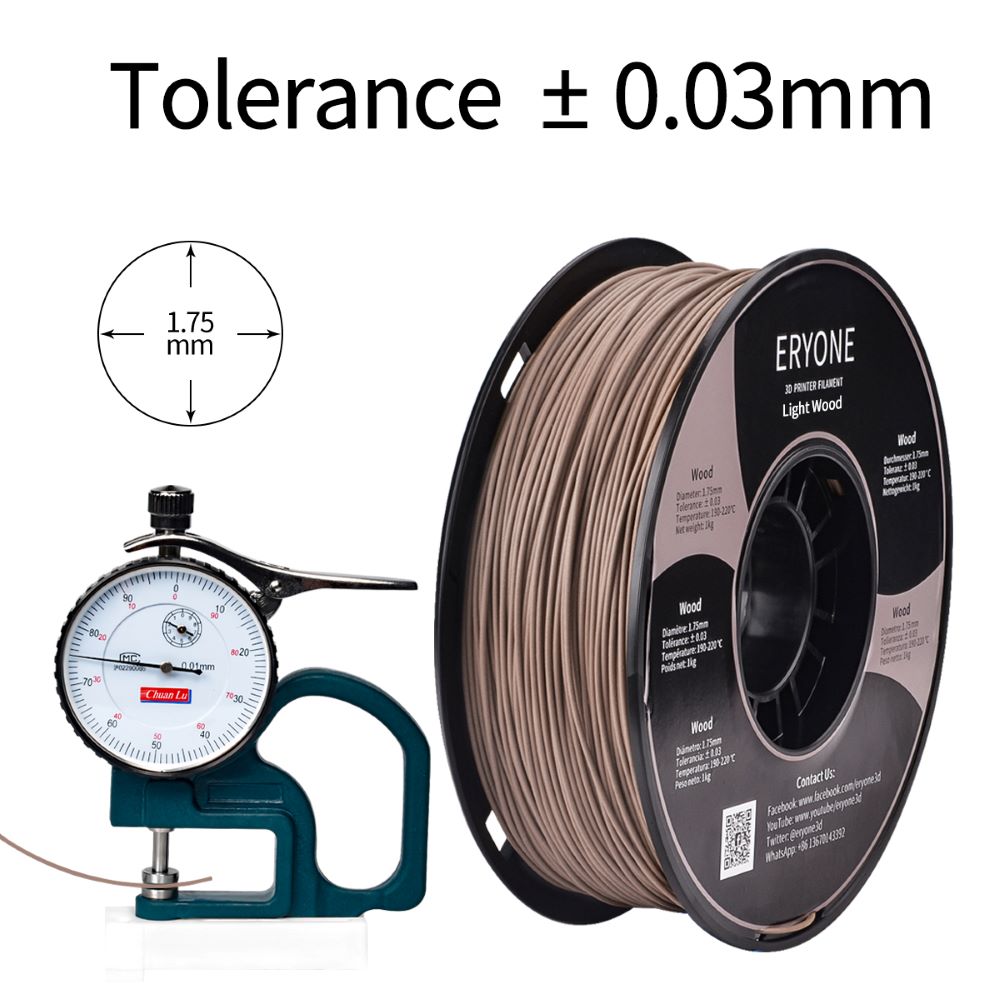 ERYONE 1.75mm Wood PLA 3D Printing Filament 1kg