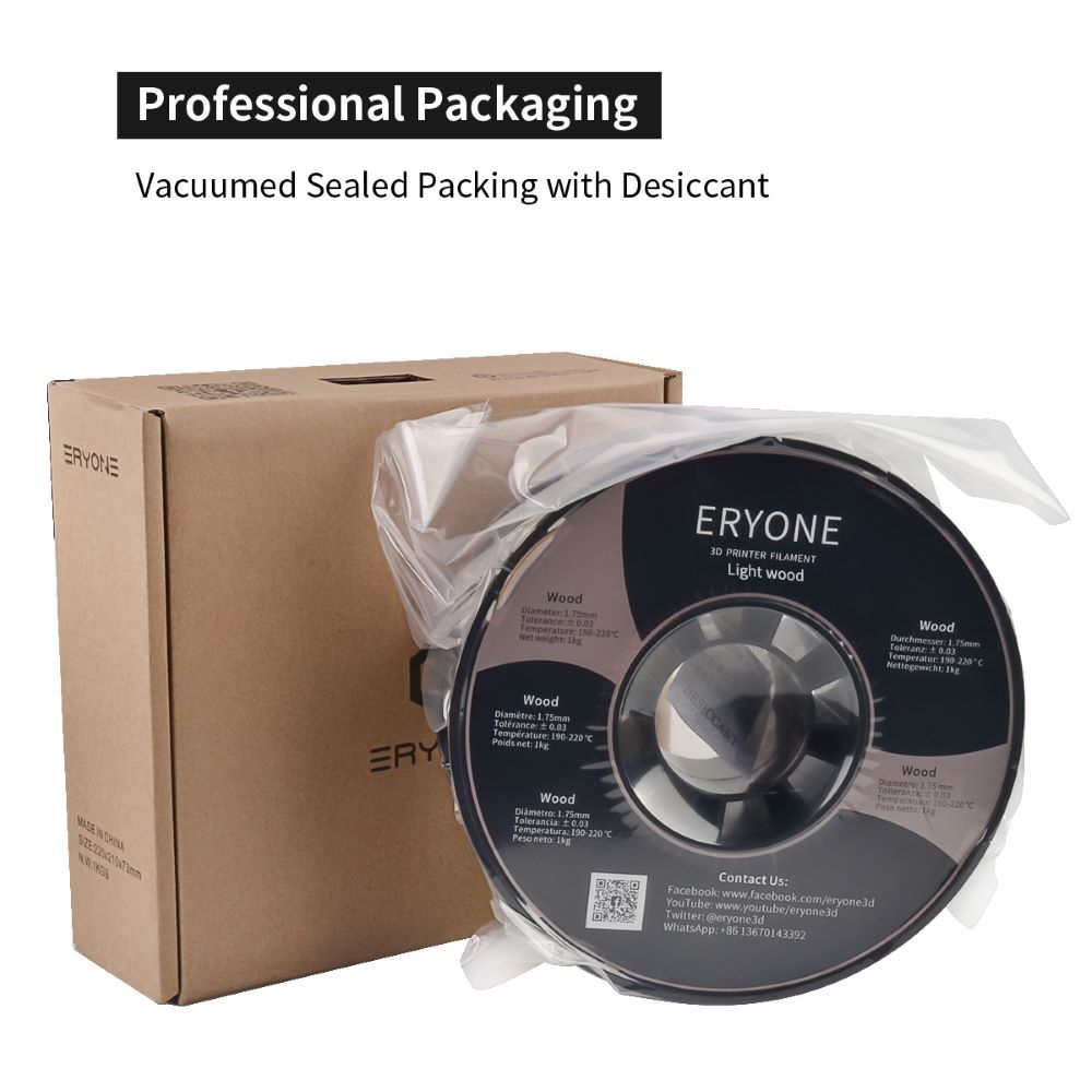 ERYONE 1.75mm Wood PLA 3D Printing Filament 1kg