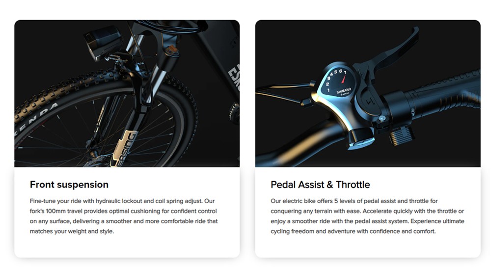 ESKUTE Netuno Plus Electric Mountain Bike 27.5*2.1'' Tire 500W Motor 22mph Max Speed 48V 15Ah Battery 53 Miles Range - Blue