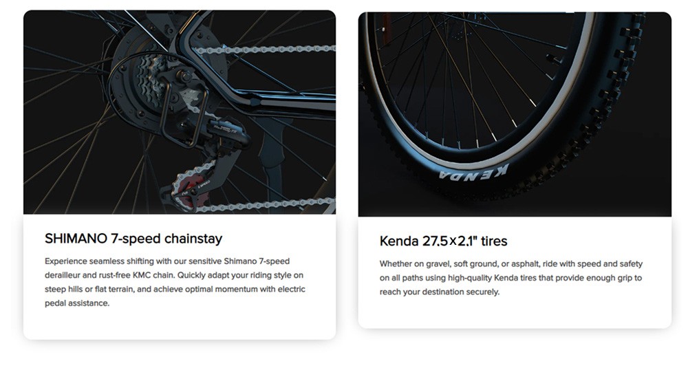 ESKUTE Netuno Plus Electric Mountain Bike 27.5*2.1'' Tire 500W Motor 22mph Max Speed 48V 15Ah Battery 53 Miles Range - Blue