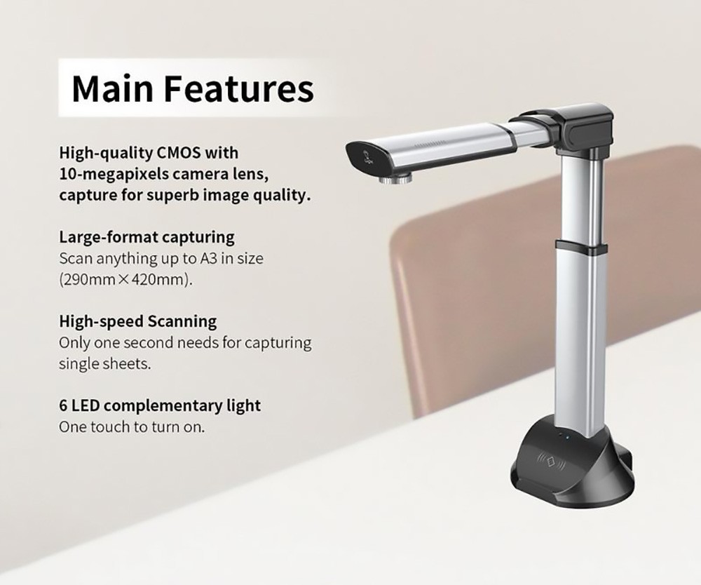 GUCEE S1000 Document Scanner with 10-megapixel Camera Lens