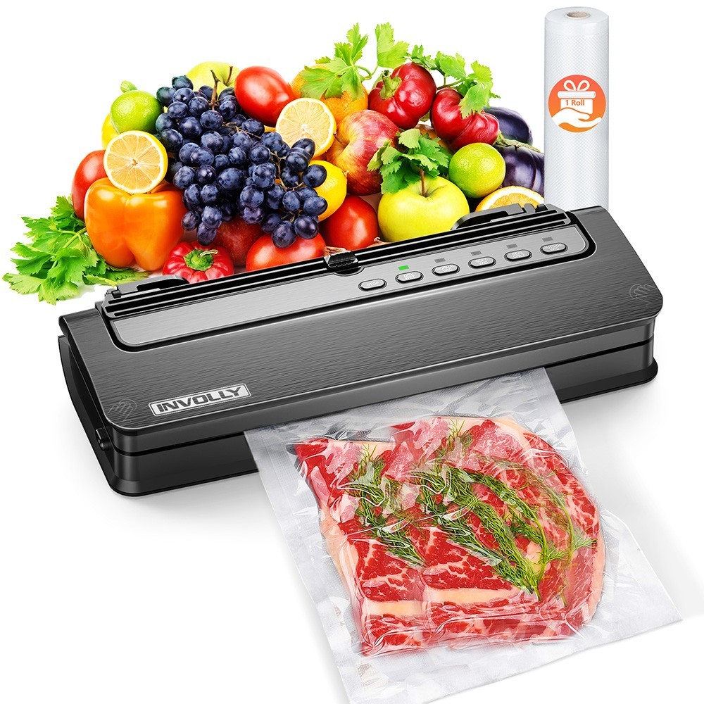 Involly V63L Food Vacuum Sealer, 300mm Sealing Width, 6 Function Modes, Built-in Cutter, Roll Film Bracket