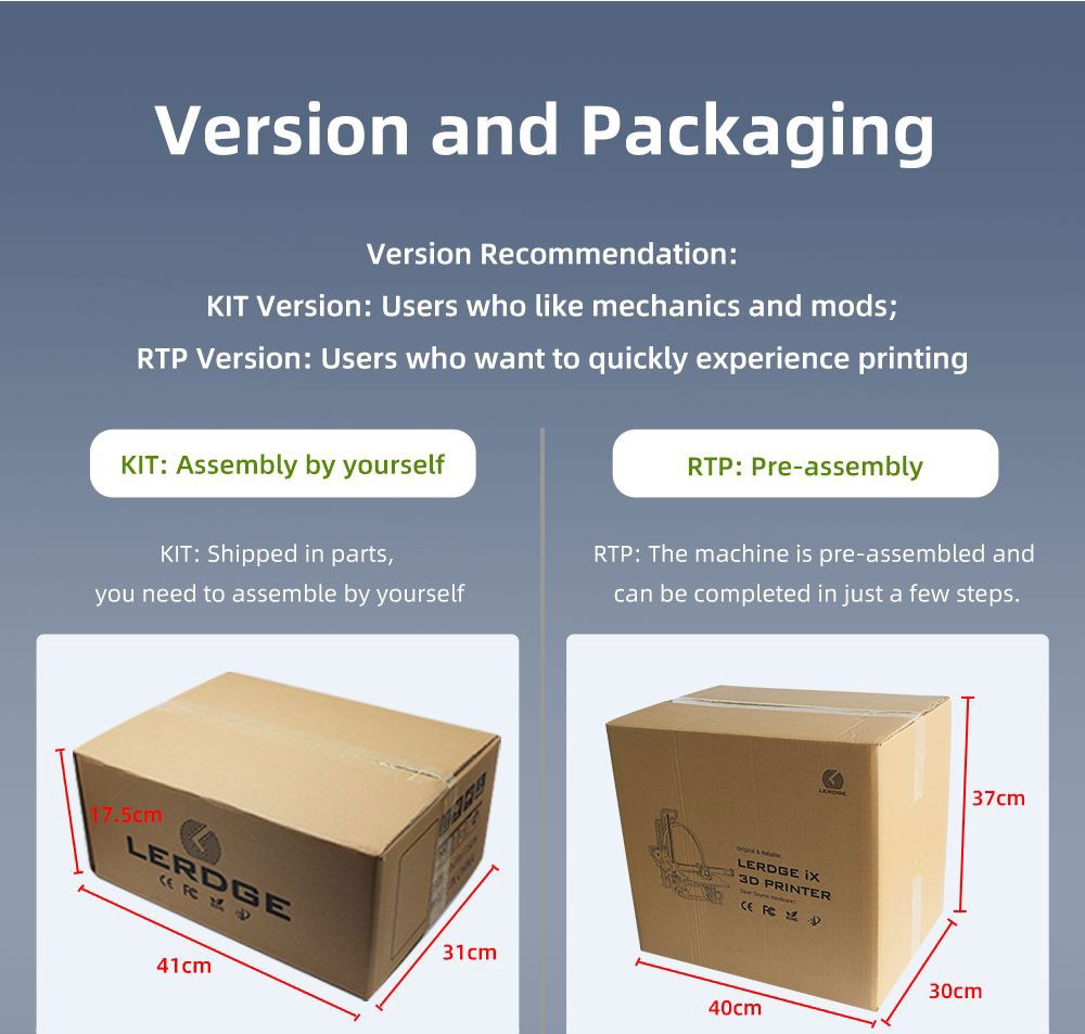 Lerdge iX 3D Printer RTP Version, Pre-Assembly, Auto Leveling, 0.1mm Printing Accuracy, 200mm/s Printing Speed, PEI Flexible Sheet, 3.5 Inch IPS Touch Screen, TMC2226 Silent Driver, Resume Printing, Full-Metal Extruder, 180*180*180mm - Blue