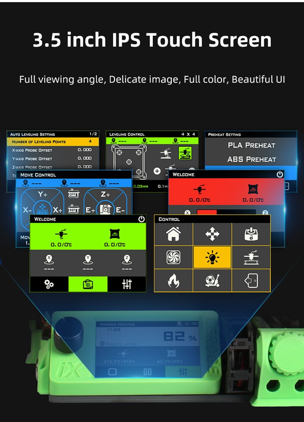 Lerdge iX 3D Printer RTP Version, Pre-Assembly, 0.1mm Printing Accuracy, 200mm/s Printing Speed, PEI Flexible Sheet, 3.5 Inch IPS Touch Screen, TMC2226 Silent Driver, Resume Printing, Full-Metal Extruder, 180*180*180mm, V2.0 Version - Orange