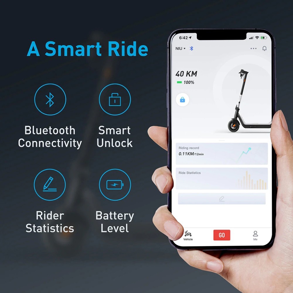 NIU KQi3 Sport 9.5'' Wheel Electric Scooter 300W Rated Motor 25km/h Max Speed with APP 40km Mileage - Blue