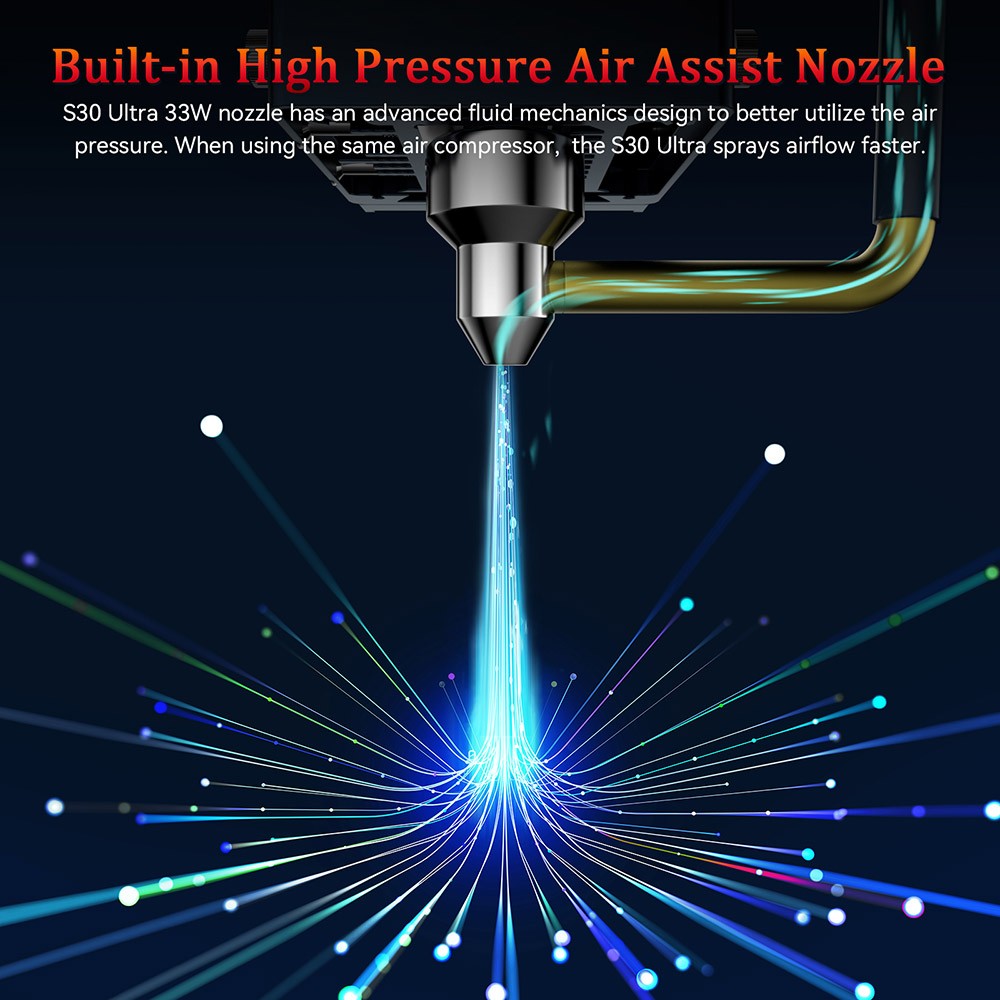 SCULPFUN S9 / S6 / S6 Pro  to S30 Ultra 33W Upgrade Kit, 33W Laser Module, 0.08x0.10mm Laser Focus, 32-bit Motherboard, High-Speed Air Assist Pump, XY-Axis Limit Switch