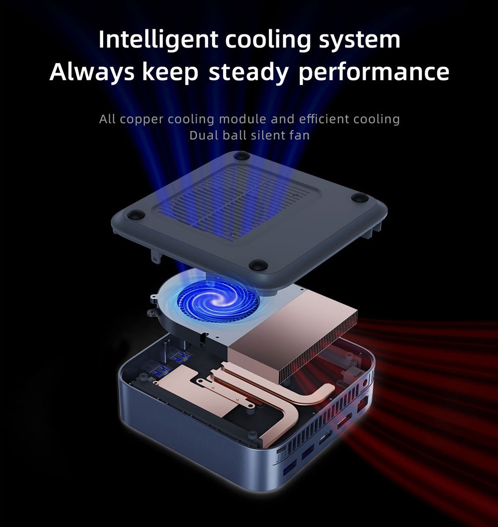 TK11-B0 Mini PC, 11th Gen Intel Core i5-1135G7 up to 4.2GHz, 16GB DDR4 1TB SSD, 4K 60Hz UHD HDMI DP Type-C Triple Display, Wi-Fi 6 Bluetooth 5.2 1000Mbps Gigabit Ethernet, USB3.0x4 3.5mm Audio, VESA Mount, Windows 11 Pro, for Home/Office - EU Plug