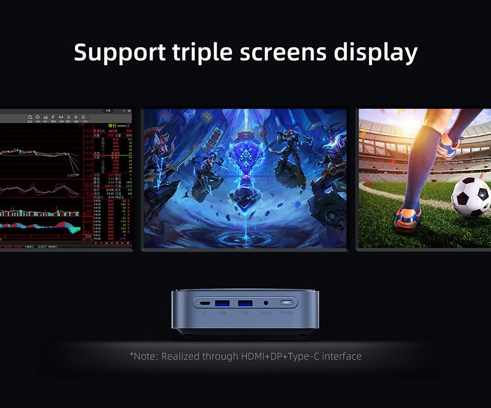 TK11-B0 Mini PC, 11th Gen Intel Core i5-1135G7 up to 4.2GHz, 16GB DDR4 1TB SSD, 4K 60Hz UHD HDMI DP Type-C Triple Display, Wi-Fi 6 Bluetooth 5.2 1000Mbps Gigabit Ethernet, USB3.0x4 3.5mm Audio, VESA Mount, Windows 11 Pro, for Home/Office - US Plug