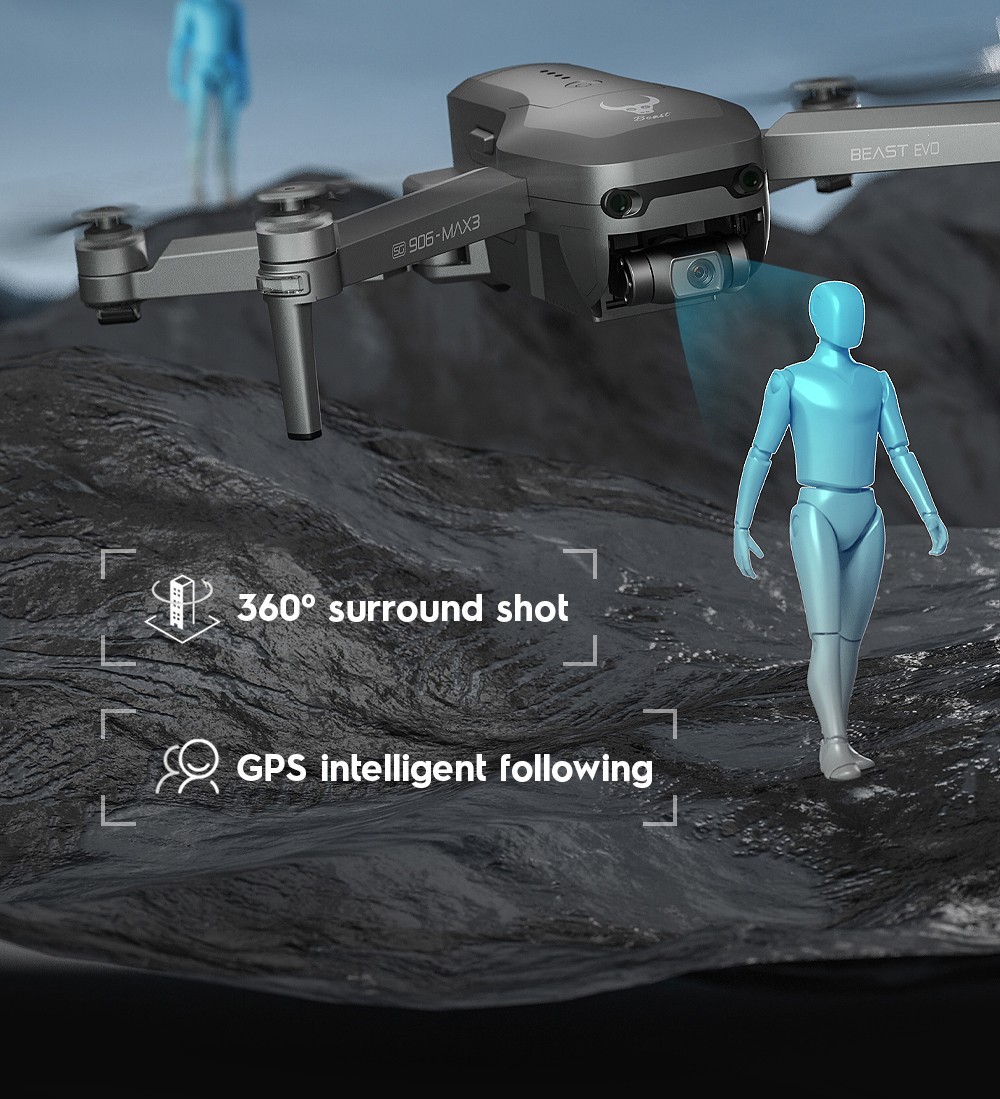 ZLL SG906 Max 3 RC Drone Visual Obstacle Avoidance 3-Axis Gimbal 4K Camera GPS Smart Follow - 2 Batteries