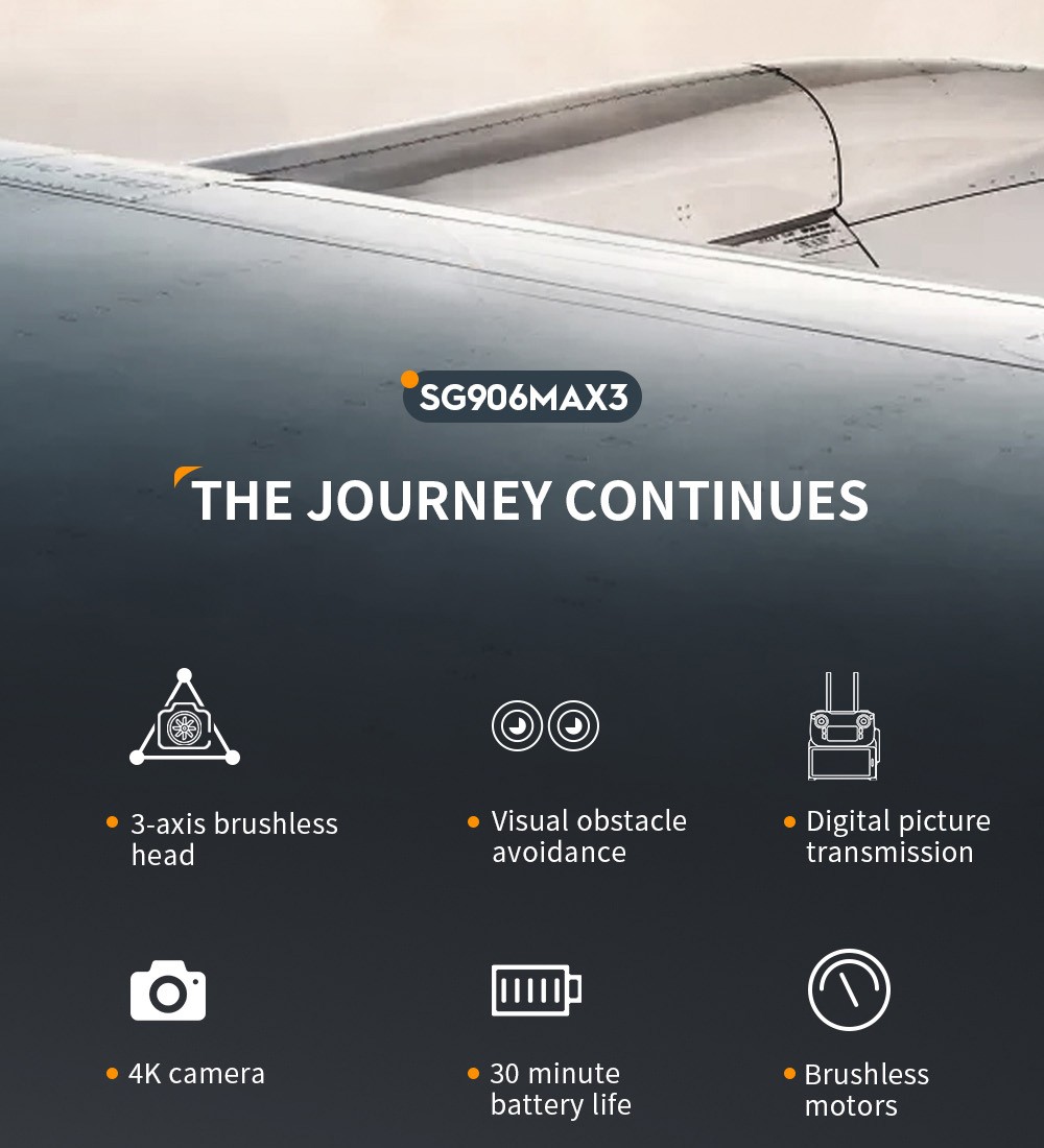 ZLL SG906 Max 3 RC Drone Visual Obstacle Avoidance 3-Axis Gimbal 4K Camera GPS Smart Follow - 3 Batteries
