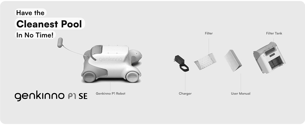 Genkinno P1 SE Cordless Automatic Robotic Pool Vacuum Cleaner For Above/In Ground Swimming Pool