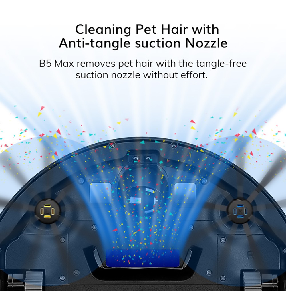 ILIFE B5 Max Robot Vacuum Cleaner 2000Pa Suction 2 In 1 Vacuuming and Mopping 600ml Large Dust Box 1L Dust Bag Real-time Drawing APP Control - Blue