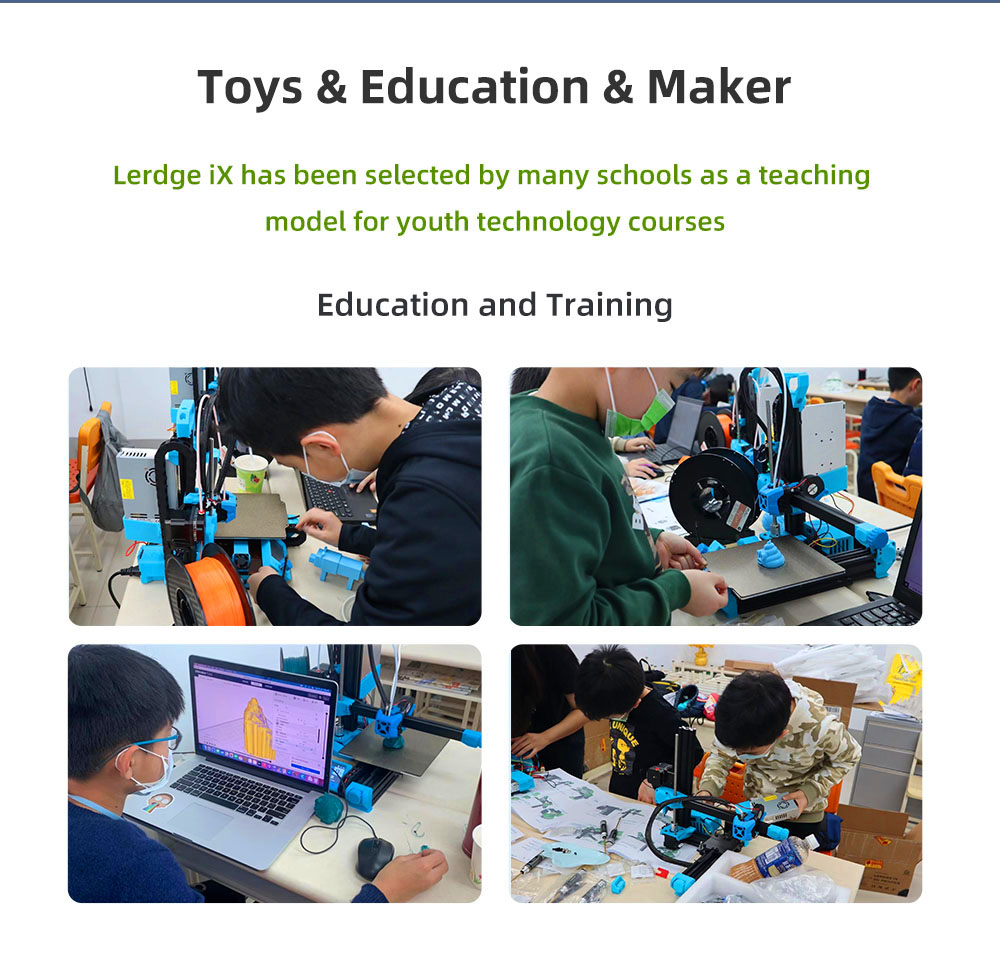 Lerdge iX 3D Printer Kit, Auto Leveling, 0.1mm Printing Accuracy, 200mm/s Printing Speed, PEI Flexible Sheet, 3.5 Inch IPS Touch Screen, TMC2226 Silent Driver, Resume Printing, Full-Metal Extruder, 180*180*180mm - Green