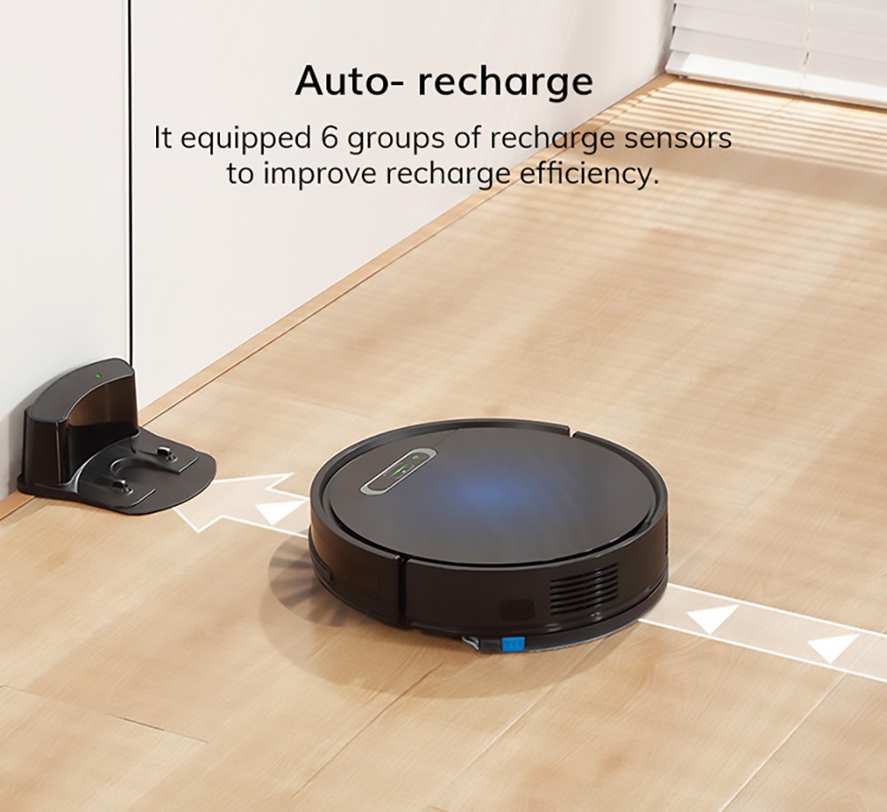 ILIFE B5 Max Robot Vacuum Cleaner 2000Pa Suction 2 In 1 Vacuuming and Mopping 600ml Large Dust Box 1L Dust Bag Real-time Drawing APP Control - Blue