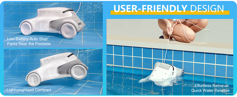 Genkinno P1 SE Cordless Automatic Robotic Pool Vacuum Cleaner For Above/In Ground Swimming Pool
