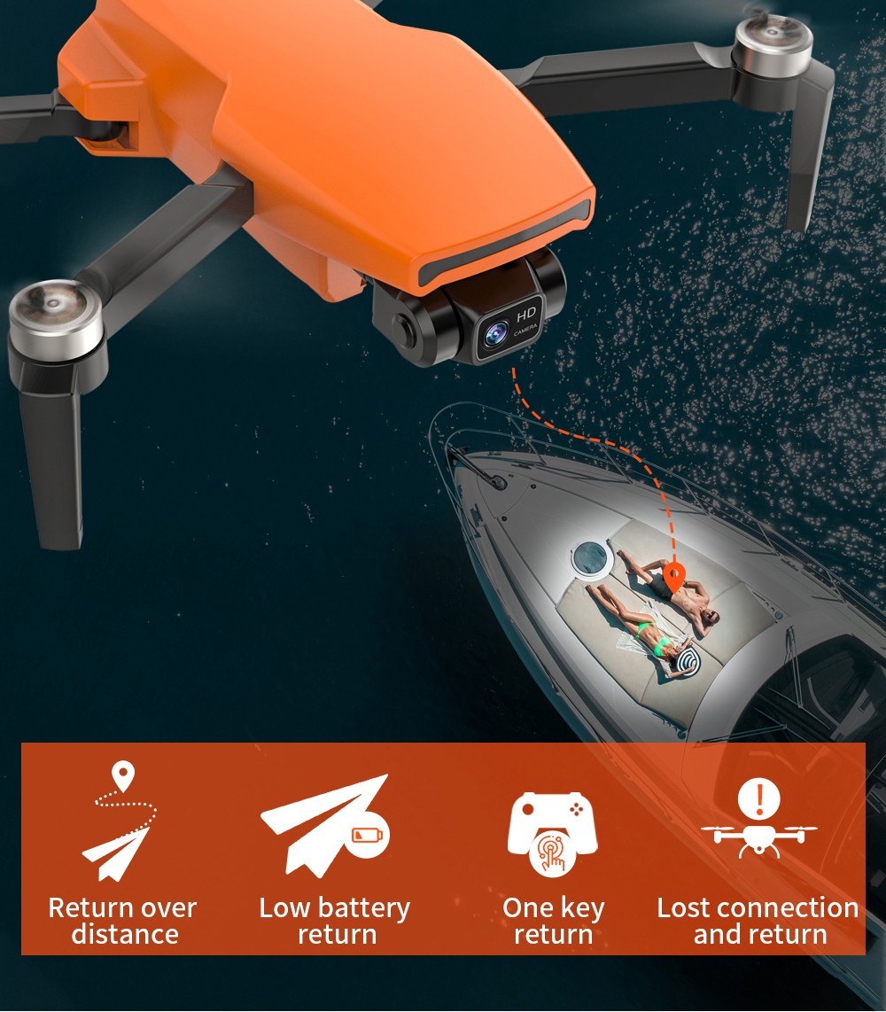 ZLL SG108 Pro RC Drone, 2-axis Anti-shake Gimbal, Dual Camera, APP Control, GPS/GLONASS Double Mode 1 Battery - Orange